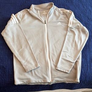 Adidas Gray Zip-Up Jacket with White Stripes